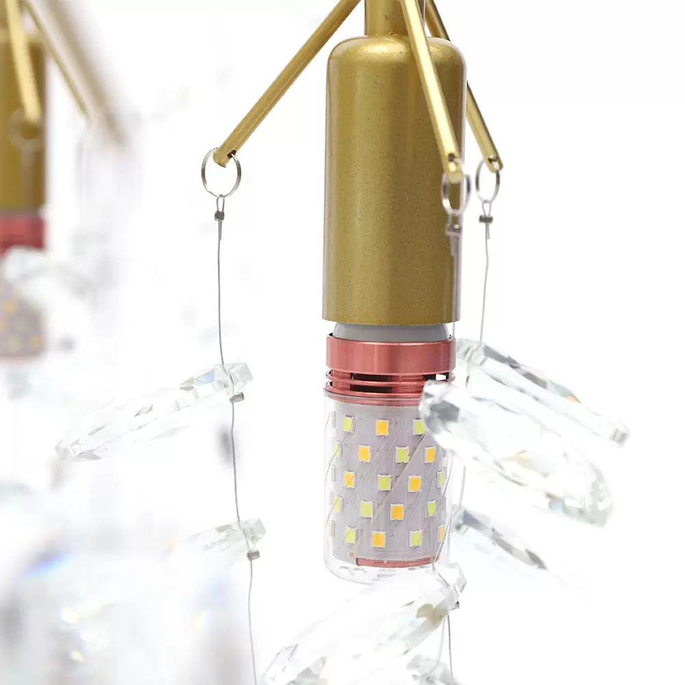 Lámpara de techo colgante de cristal, de metal, para salón, 12 W, diseño dorado