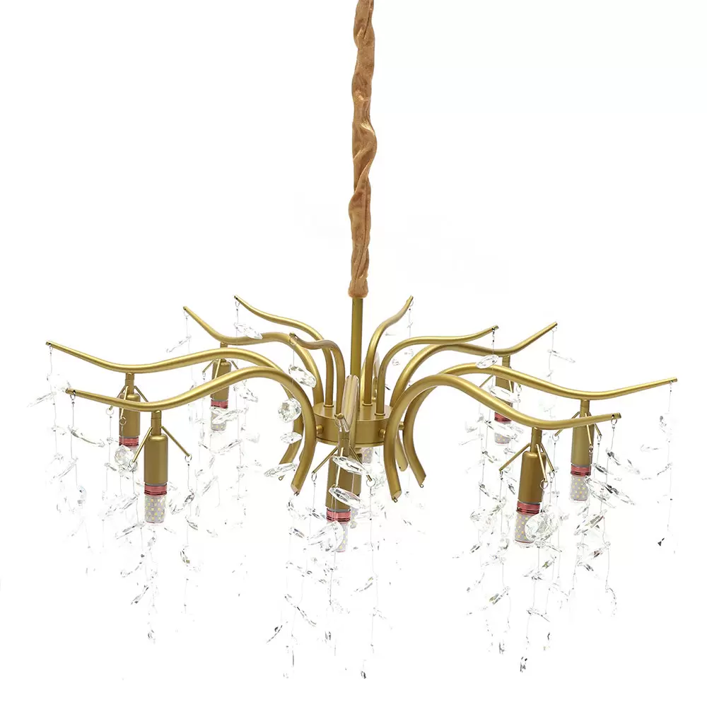 Lámpara de techo colgante de cristal, de metal, para salón, 12 W, diseño dorado