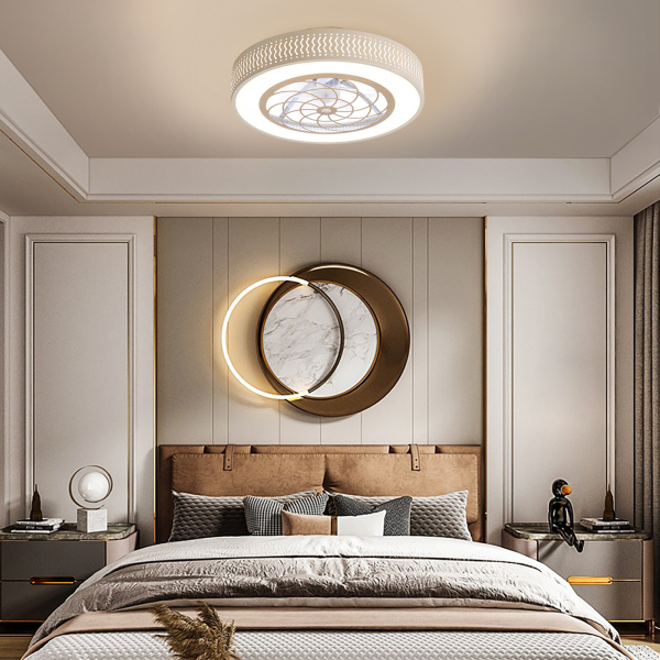 Ventilador de techo LED con iluminación, moderno, ultra silencioso, para sala de estar, dormitorio, restaurante, hoja, ventilador bajo