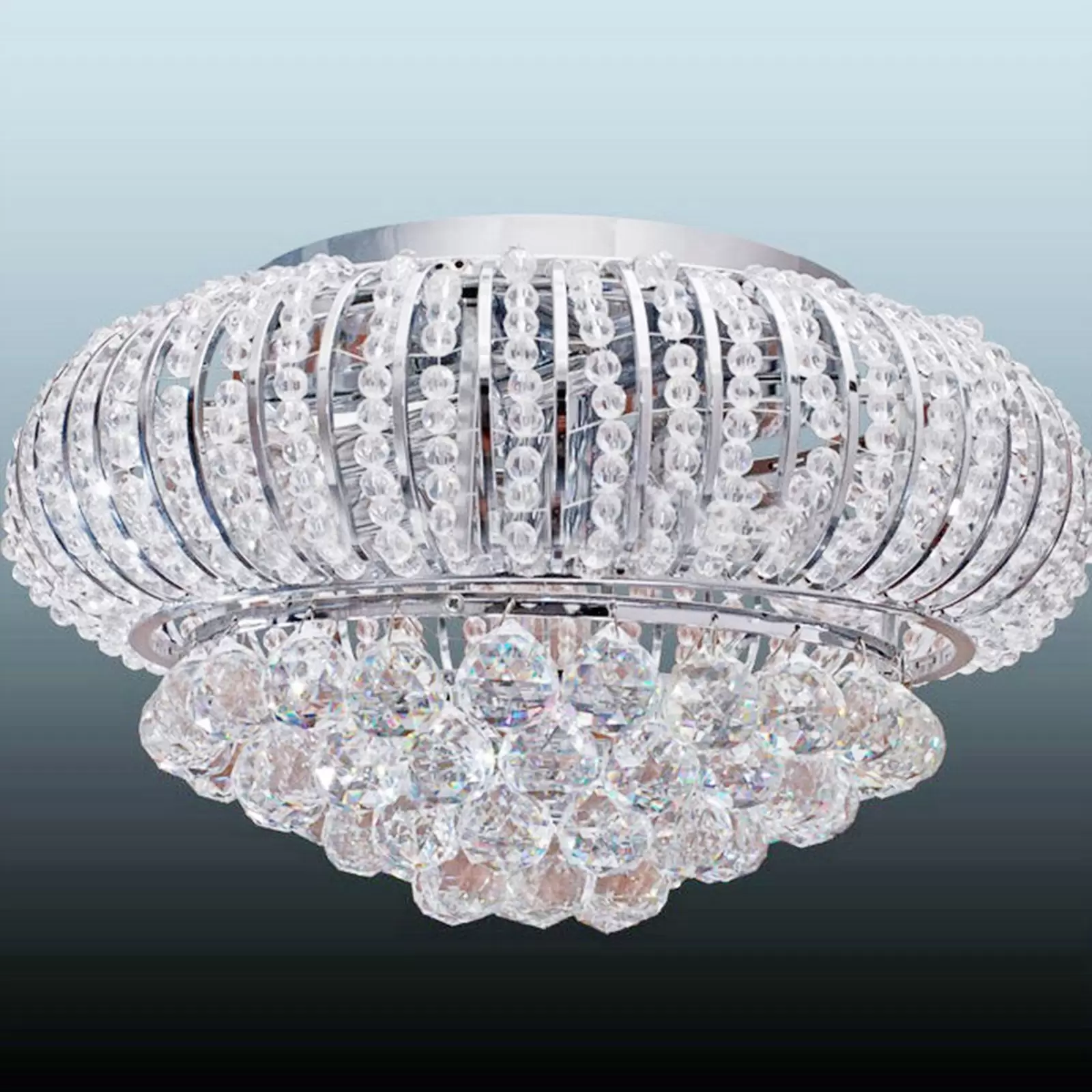 Lámpara de techo LED de cristal, 3 colores de luz, alta reproducción cromática con mando a distancia