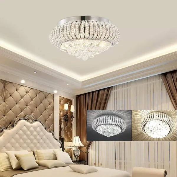 Lámpara de techo LED de cristal, 3 colores de luz, alta reproducción cromática con mando a distancia Lámpara de techo LED de cristal, 3 colores de luz, alta reproducción cromática con mando a distancia