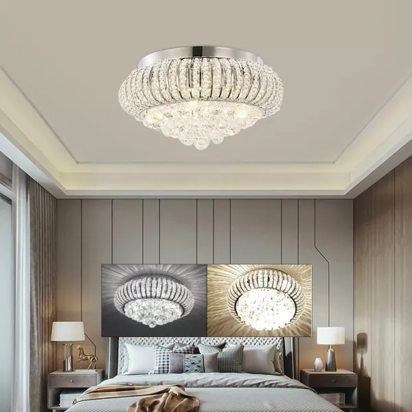 Lámpara de techo LED de cristal, 3 colores de luz, alta reproducción cromática con mando a distancia