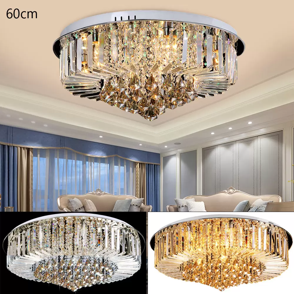 Lámpara de techo con gotas de cristal transparente, 220 V, moderna, para pasillo, salón, dormitorio, comedor (8 luces/60 x 27 cm)
