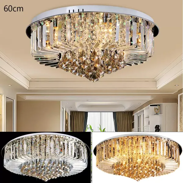 Lámpara de techo con gotas de cristal transparente, 220 V, moderna, para pasillo, salón, dormitorio, comedor (8 luces/60 x 27 cm)