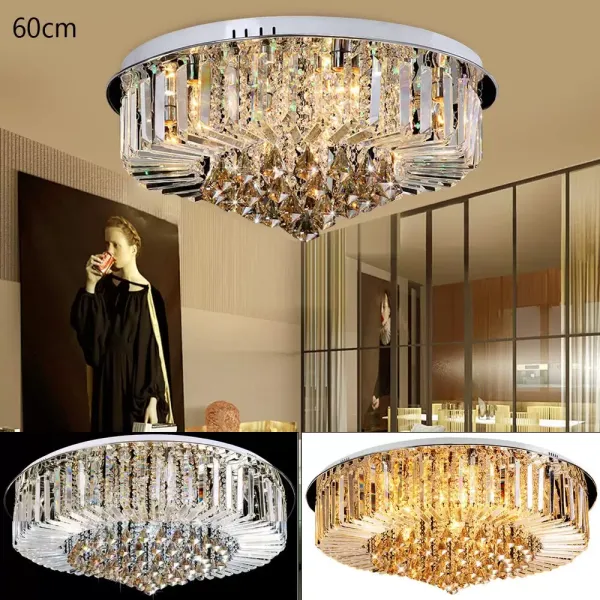 Lámpara de techo con gotas de cristal transparente, 220 V, moderna, para pasillo, salón, dormitorio, comedor (8 luces/60 x 27 cm)
