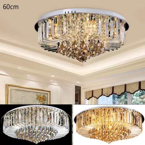 Lámpara de techo con gotas de cristal transparente, 220 V, moderna, para pasillo, salón, dormitorio, comedor (8 luces/60 x 27 cm)