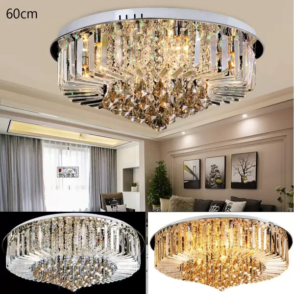 Lámpara de techo con gotas de cristal transparente, 220 V, moderna, para pasillo, salón, dormitorio, comedor (8 luces/60 x 27 cm)