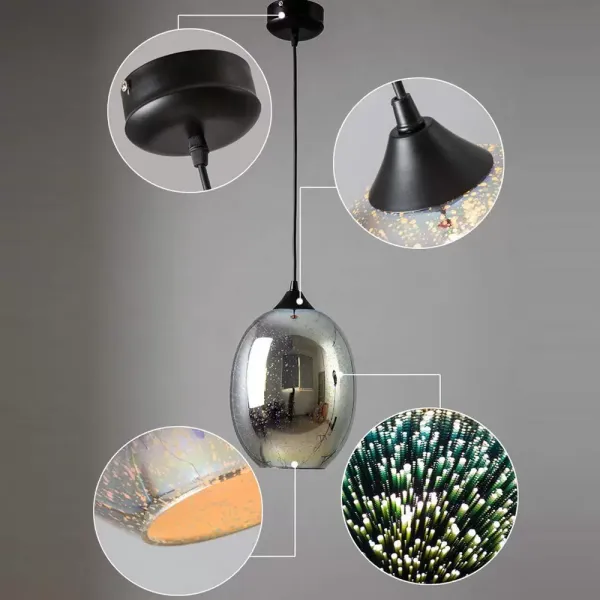 Lámpara colgante de cristal 3D moderna de 22x32cm, lámpara de fuegos artificiales para decoración navideña, luz de techo
