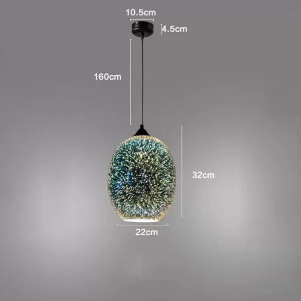 Lámpara colgante de cristal 3D moderna de 22x32cm, lámpara de fuegos artificiales para decoración navideña, luz de techo