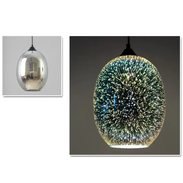 Lámpara colgante de cristal 3D moderna de 22x32cm, lámpara de fuegos artificiales para decoración navideña, luz de techo