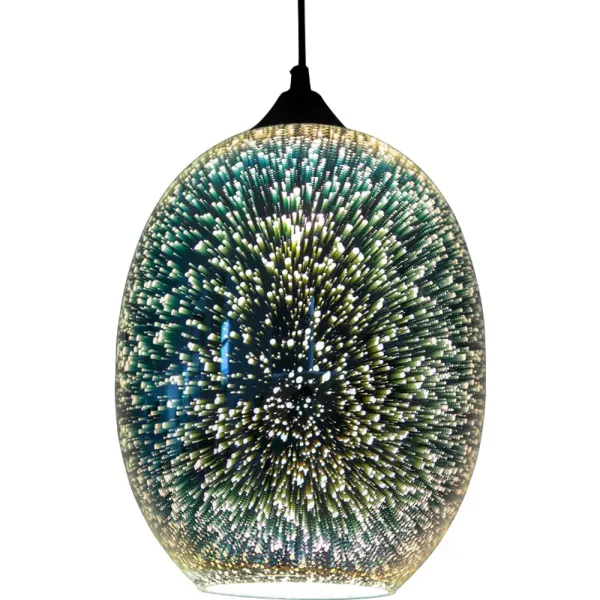Lámpara colgante de cristal 3D moderna de 22x32cm, lámpara de fuegos artificiales para decoración navideña, luz de techo