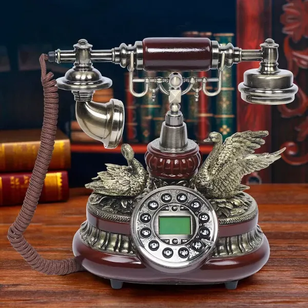Teléfono retro vintage con cable, teléfono fijo retro nostálgico para oficina y decoración de mesa
