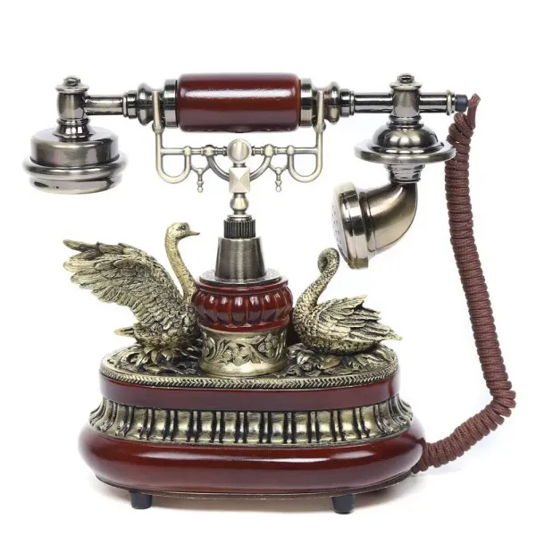 Teléfono retro vintage con cable, teléfono fijo retro nostálgico para oficina y decoración de mesa