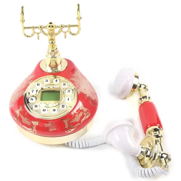 Teléfono de mesa retro de lujo antiguo teléfono fijo teléfono hogar vintage decoración para hotel salón oficina escritorio o hogar rojo Teléfono de mesa retro de lujo antiguo teléfono fijo teléfono hogar vintage decoración para hotel salón oficina escritorio o hogar rojo