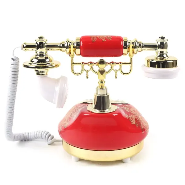 Teléfono de mesa retro de lujo antiguo teléfono fijo teléfono hogar vintage decoración para hotel salón oficina escritorio o hogar rojo Teléfono de mesa retro de lujo antiguo teléfono fijo teléfono hogar vintage decoración para hotel salón oficina escritorio o hogar rojo