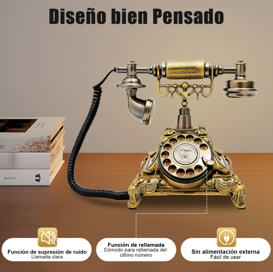 Teléfono con botón de presión para casa, oficina, cafetería, bar, teléfono fijo, estilo europeo antiguo, decoración