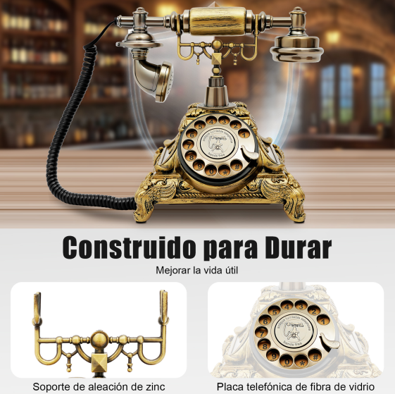 Teléfono con botón de presión para casa, oficina, cafetería, bar, teléfono fijo, estilo europeo antiguo, decoración