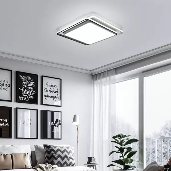 Lámpara cuadrada de luz LED de techo acrílica moderna de 54W, 48cm