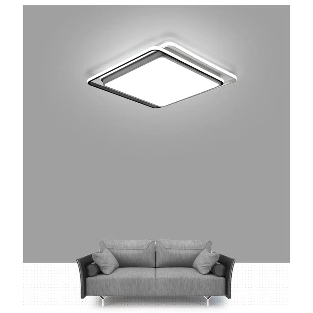 Lámpara cuadrada de luz LED de techo acrílica moderna de 54W, 48cm
