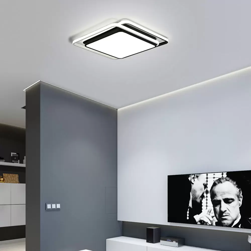 Lámpara cuadrada de luz LED de techo acrílica moderna de 54W, 48cm