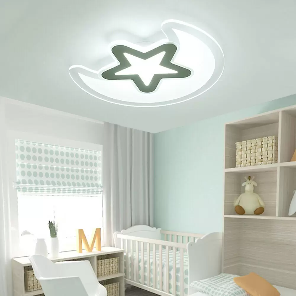 Lámpara de techo LED de acrílico de 32 W, diseño de estrella y luna