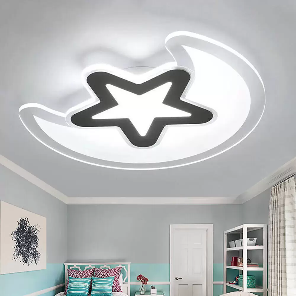 Lámpara de techo LED de acrílico de 32 W, diseño de estrella y luna