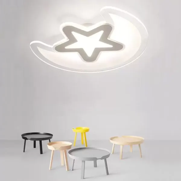 Lámpara de techo LED de acrílico de 32 W, diseño de estrella y luna