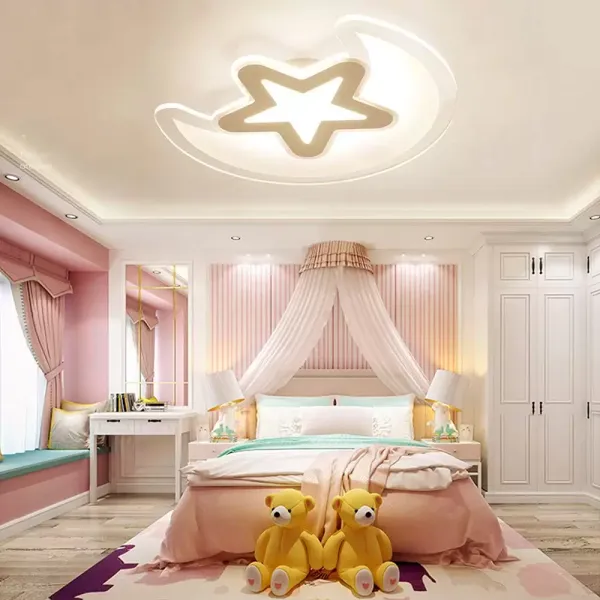 Lámpara de techo LED de acrílico de 32 W, diseño de estrella y luna