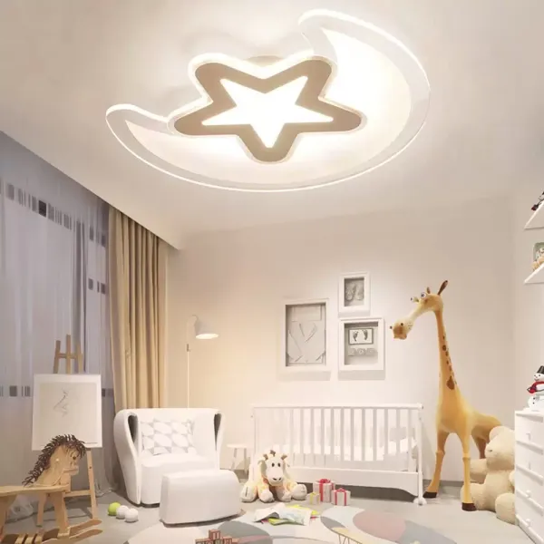 Lámpara de techo LED de acrílico de 32 W, diseño de estrella y luna