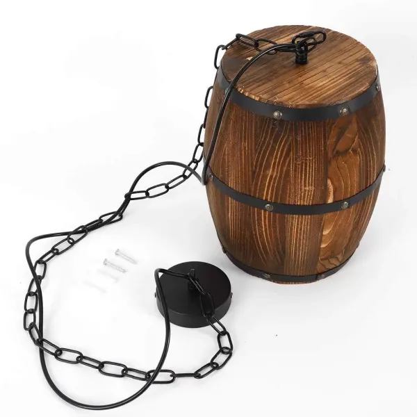 Lámpara de techo E27, retro, de madera, vintage, para bar, cafetería, casco, iluminación