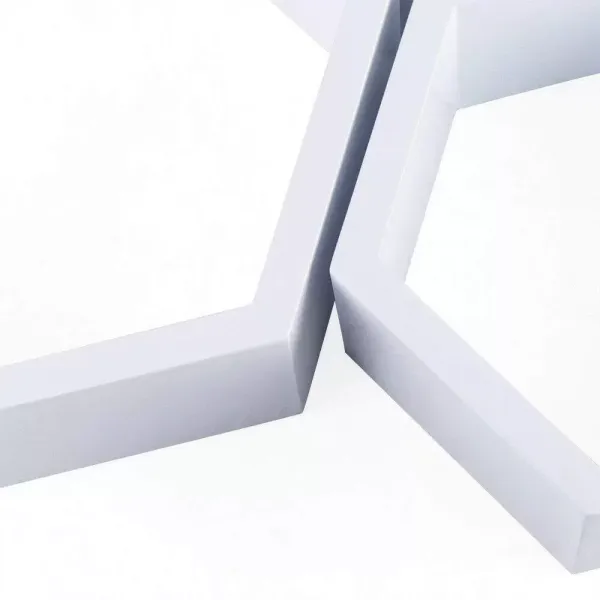 Juego de 3 estantes de pared hexagonales, 3 tamaños, de madera, color blanco