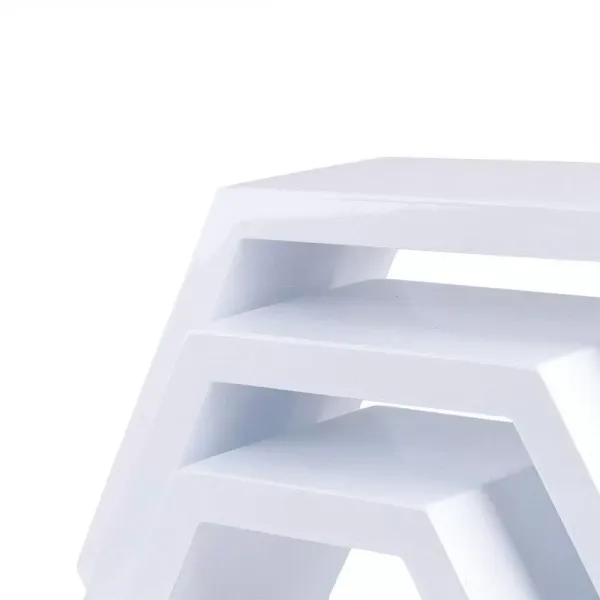 Juego de 3 estantes de pared hexagonales, 3 tamaños, de madera, color blanco