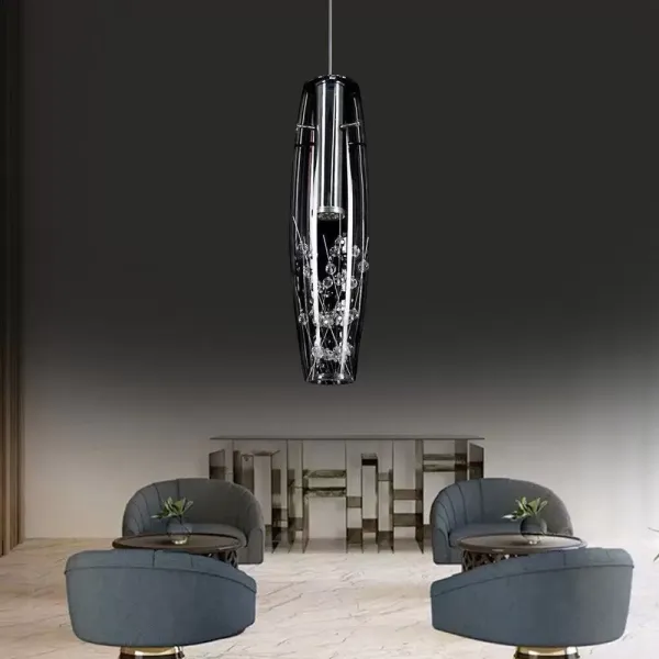 Lámpara colgante moderna con cordón ajustable de cristal transparente para la cocina, comedor, bar, dormitorio, moderna lámpara colgante de cristal