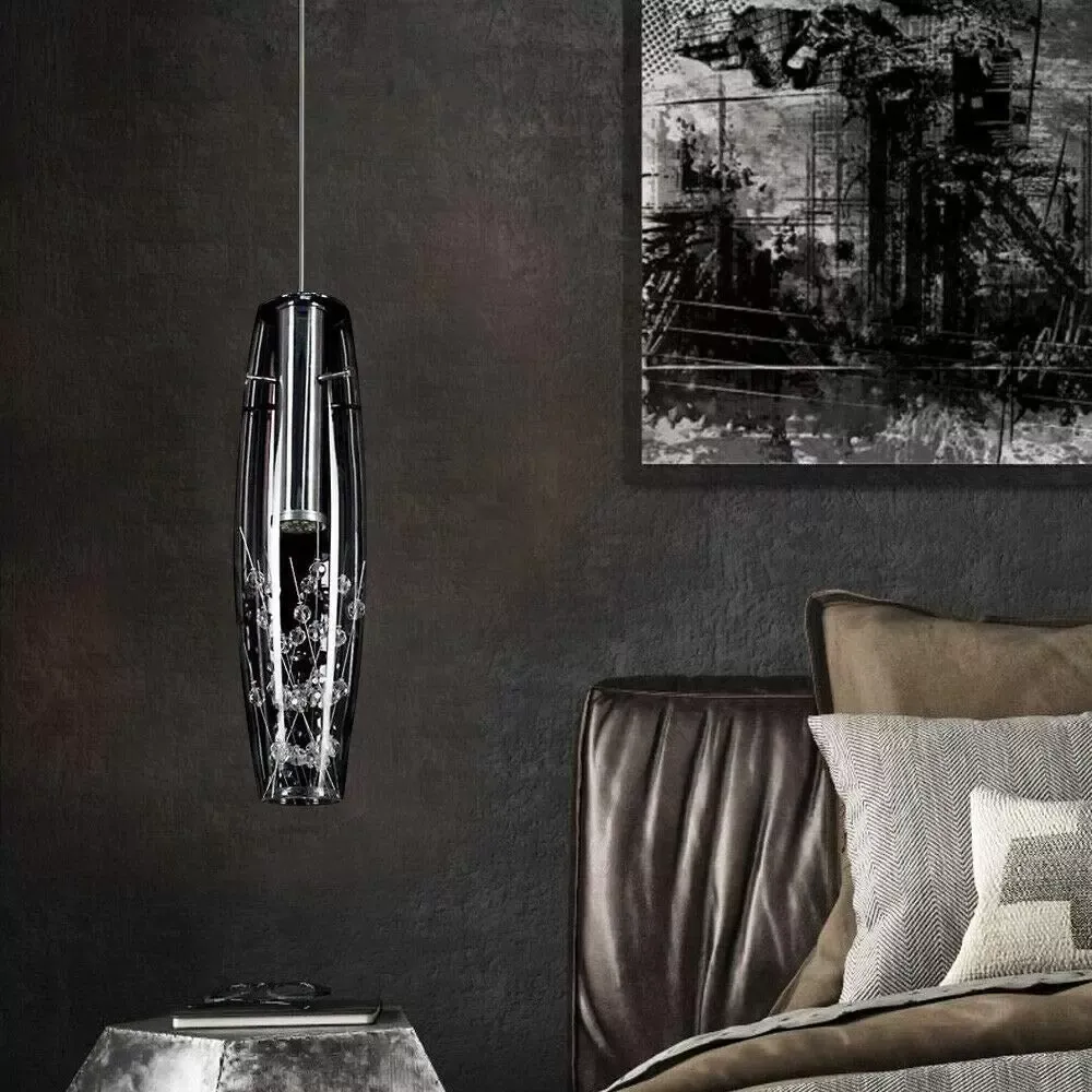 Lámpara colgante moderna con cordón ajustable de cristal transparente para la cocina, comedor, bar, dormitorio, moderna lámpara colgante de cristal