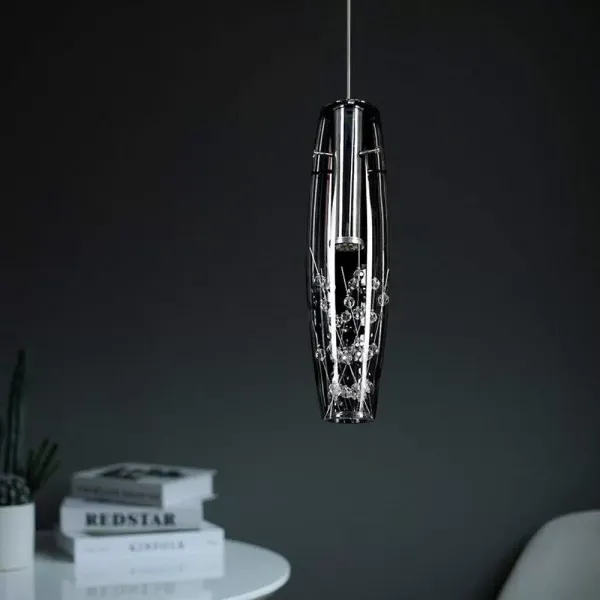 Lámpara colgante moderna con cordón ajustable de cristal transparente para la cocina, comedor, bar, dormitorio, moderna lámpara colgante de cristal Lámpara colgante moderna con cordón ajustable de cristal transparente para la cocina, comedor, bar, dormitorio, moderna lámpara colgante de cristal
