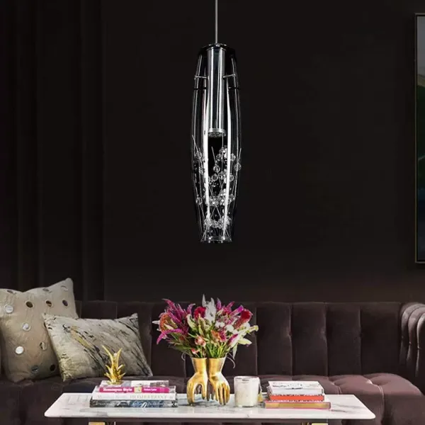 Lámpara colgante moderna con cordón ajustable de cristal transparente para la cocina, comedor, bar, dormitorio, moderna lámpara colgante de cristal