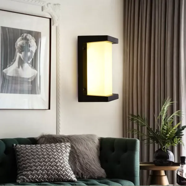 18 W Moderna lámpara de pared rectangular de aluminio interior luz cálida con pantalla de cristal para lámpara de baño