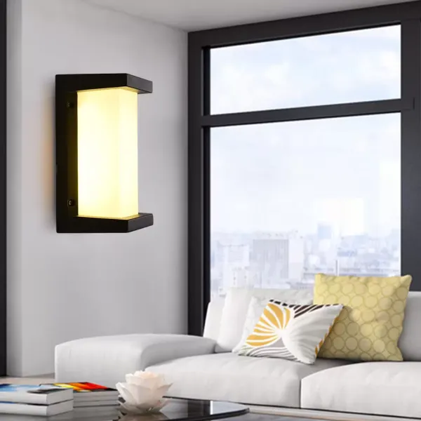 18 W Moderna lámpara de pared rectangular de aluminio interior luz cálida con pantalla de cristal para lámpara de baño