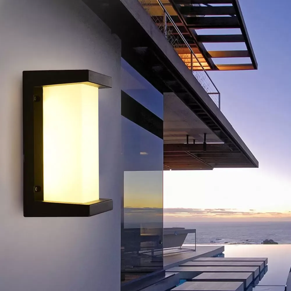 18 W Moderna lámpara de pared rectangular de aluminio interior luz cálida con pantalla de cristal para lámpara de baño