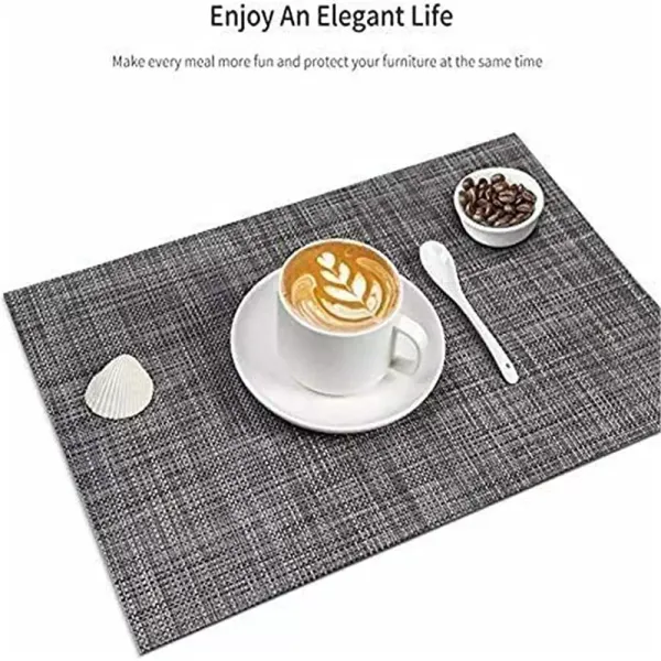 Juego de 4 manteles individuales antideslizantes, lavables, 45 x 30 cm, PVC, resistentes al calor, para cocina, restaurante (gris)