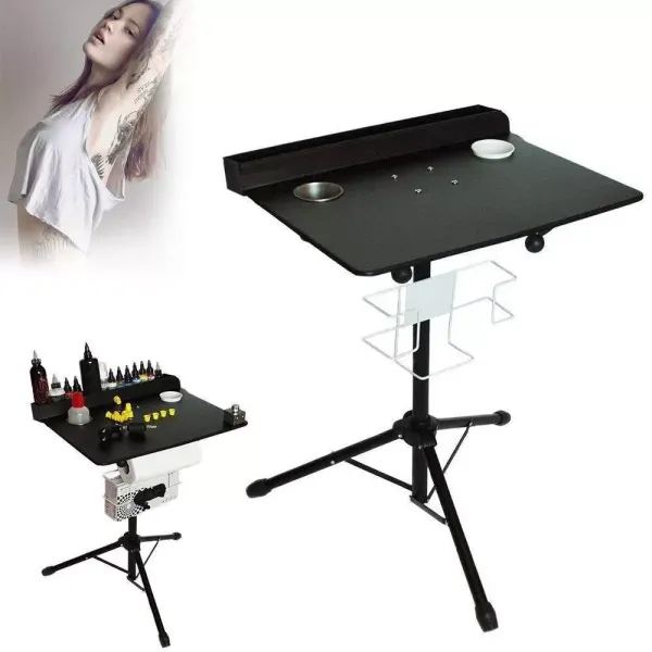 Estación de trabajo para tatuajes, altura regulable de 61 a 107 cm, portátil, ajustable,, estación de trabajo móvil