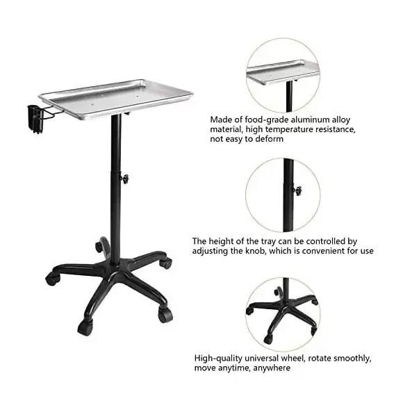 Carrito de peluquería con altura ajustable, con soporte para secador, para peluquería y esteticista