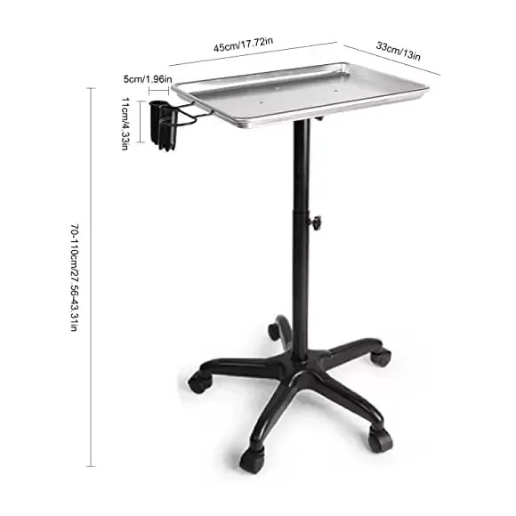 Carrito de peluquería con altura ajustable, con soporte para secador, para peluquería y esteticista