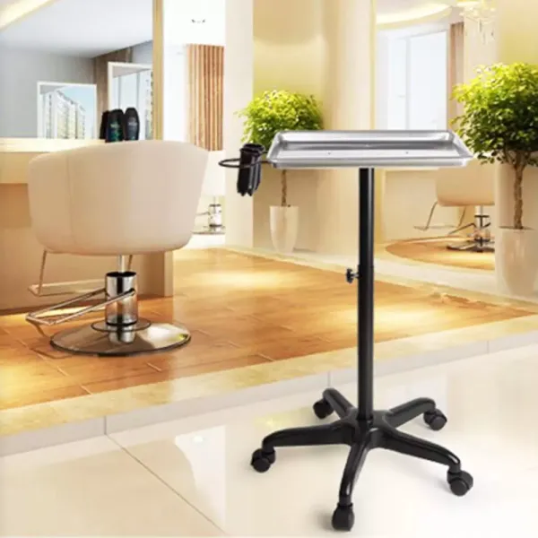 Carrito de peluquería con altura ajustable, con soporte para secador, para peluquería y esteticista