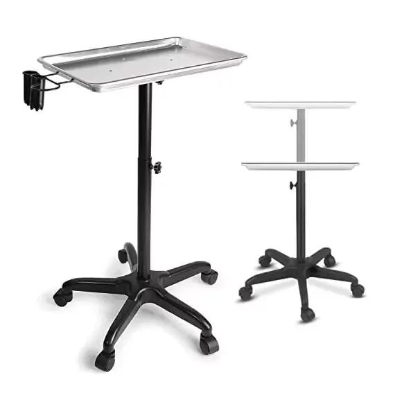 Carrito de peluquería con altura ajustable, con soporte para secador, para peluquería y esteticista