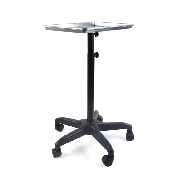Carrito de aluminio con bandeja rodante de altura ajustable para salón, herramientas de belleza para teñir el cabello