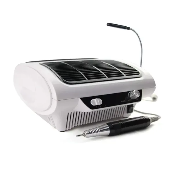 3 en 1 Herramienta Multifuncional para decoración de uñas, Lima de uñas eléctrica con 6 Accesorios/Lámpara LED/Pedal de pie/Filtro