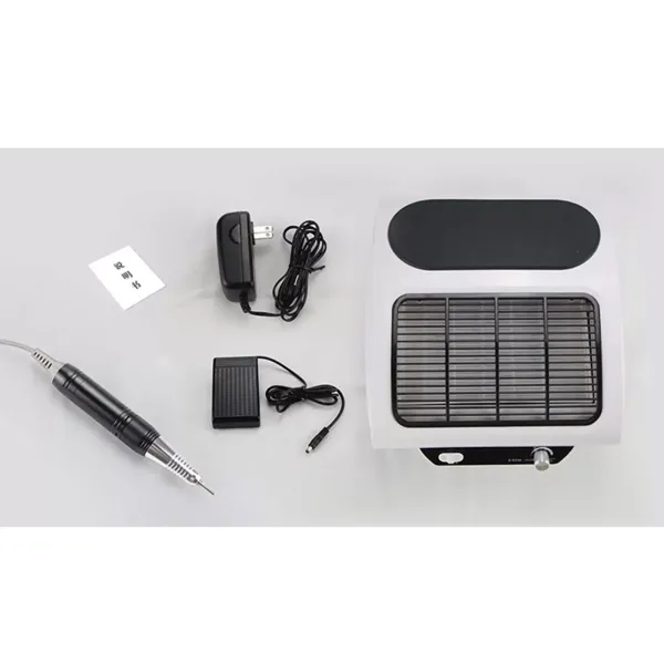 3 en 1 Herramienta Multifuncional para decoración de uñas, Lima de uñas eléctrica con 6 Accesorios/Lámpara LED/Pedal de pie/Filtro