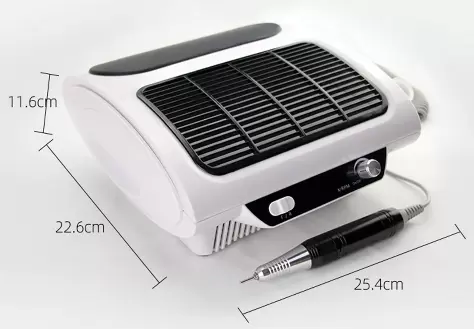 3 en 1 Herramienta Multifuncional para decoración de uñas, Lima de uñas eléctrica con 6 Accesorios/Lámpara LED/Pedal de pie/Filtro