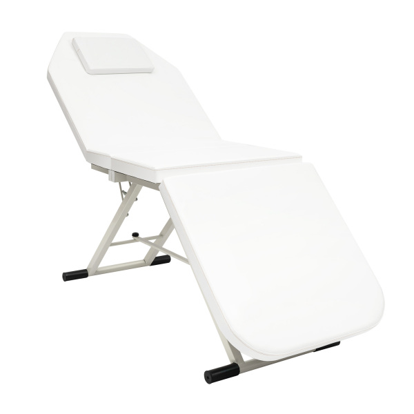 CNCEST Cama de masaje plegable, 182 cm, SPA, cama cosmética de PVC, 3 zonas, tumbonas, triples portátiles (blanco)